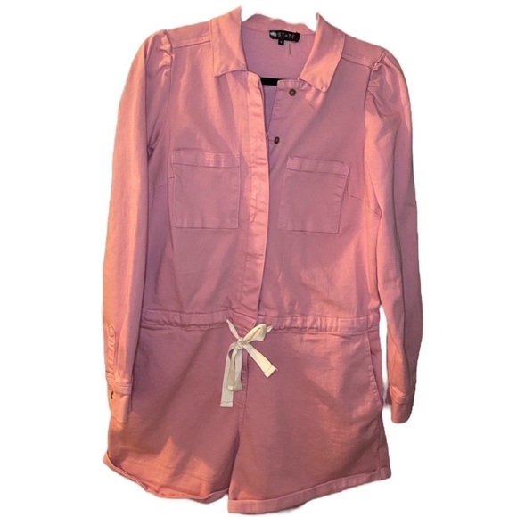 1State Cotton L/S Drawstring Waist Romper in Pink Size Small—worn 2X - Picture 4 of 6